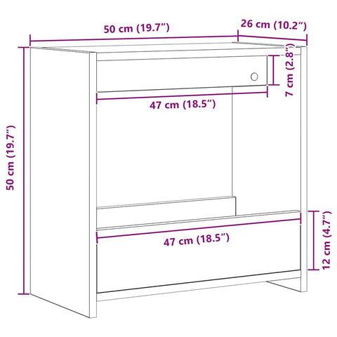 vidaXL Side Table Black oak 50 x 26 x 50 cm Engineered wood