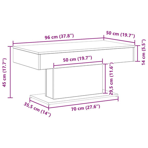 vidaXL Coffee Table Black oak 96 x 50 x 45 cm Engineered wood