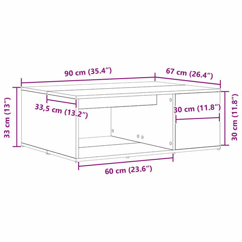 vidaXL Coffee Table Black oak 90 x 67 x 33 cm Engineered wood