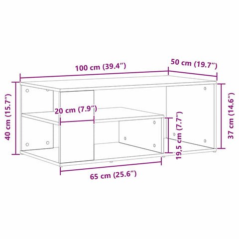 vidaXL Coffee Table Black oak 100 x 50 x 40 cm Engineered wood