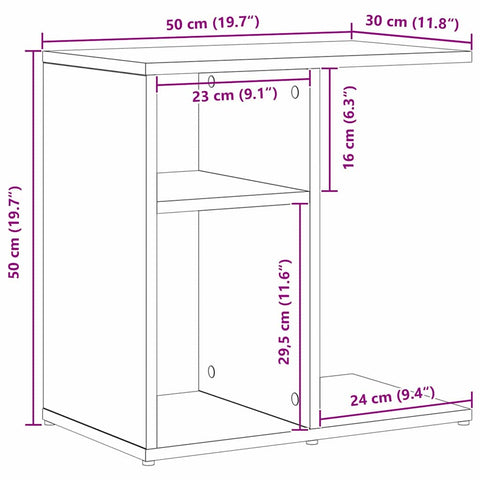 vidaXL Side Table Black oak 50 x 30 x 50 cm Engineered wood