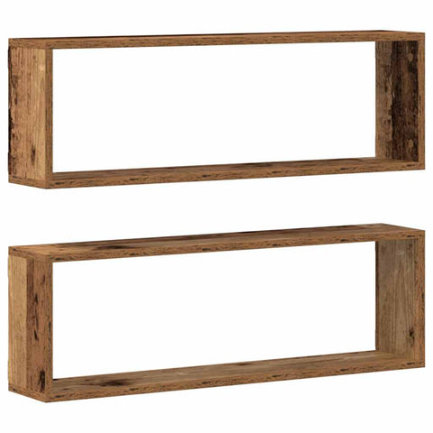 vidaXL Wall Shelf 2 pcs Old wood 80 x 15 x 26 cm Engineered wood