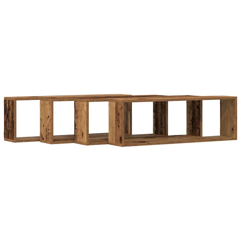 vidaXL Wall Shelf 4 pcs Old wood 80 x 15 x 26 cm Engineered wood