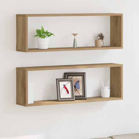 vidaXL Wall Shelf 2 pcs Artisan oak 80 x 15 x 26 cm Engineered wood