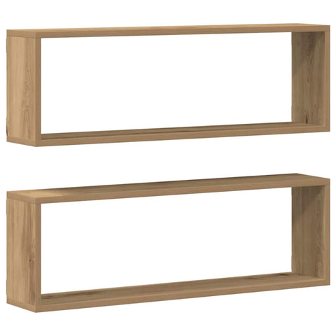 vidaXL Wall Shelf 2 pcs Artisan oak 80 x 15 x 26 cm Engineered wood