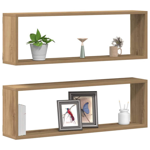 vidaXL Wall Shelf 2 pcs Artisan oak 80 x 15 x 26 cm Engineered wood
