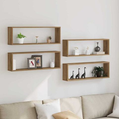 vidaXL Wall Shelf 4 pcs Artisan oak 80 x 15 x 26 cm Engineered wood