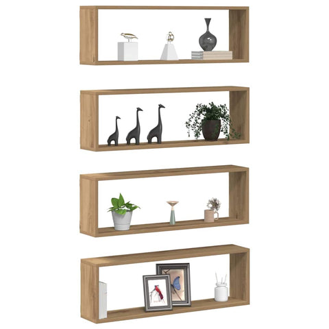 vidaXL Wall Shelf 4 pcs Artisan oak 80 x 15 x 26 cm Engineered wood