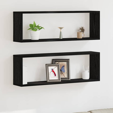 vidaXL Wall Shelf 2 pcs Black oak 80 x 15 x 26 cm Engineered wood