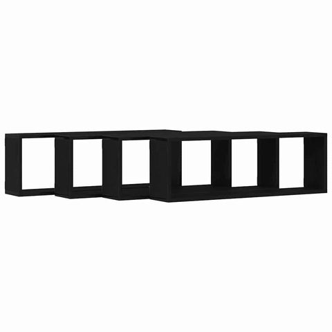 vidaXL Wall Shelf 4 pcs Black oak 80 x 15 x 26 cm Engineered wood
