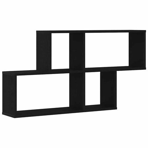 vidaXL Wall Shelf with Shelf Black oak 76 x 15 x 53 cm Engineered Wood
