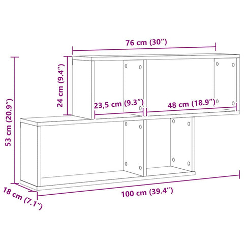 vidaXL Wall Shelf with Shelf Black oak 76 x 15 x 53 cm Engineered Wood