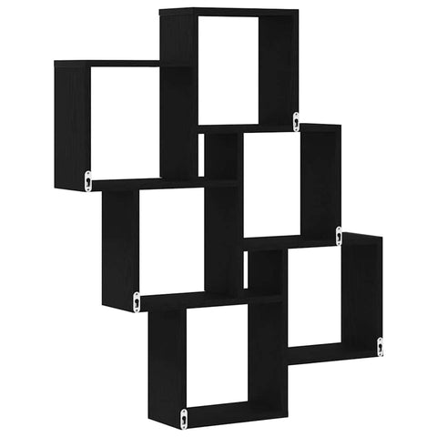vidaXL Wall Shelf with Shelf Black oak 78 x 15 x 92 cm Engineered Wood