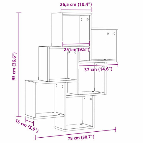 vidaXL Wall Shelf with Shelf Black oak 78 x 15 x 92 cm Engineered Wood