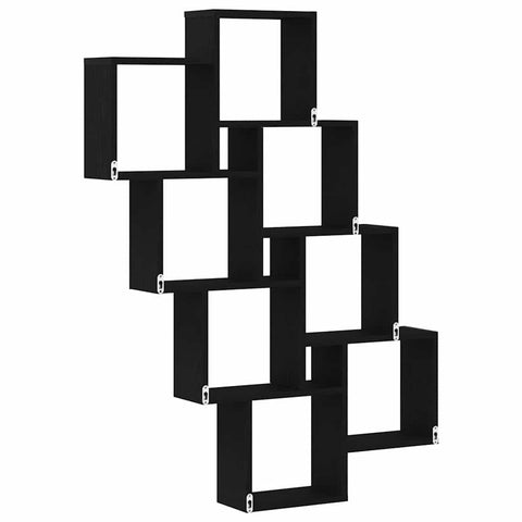 vidaXL Wall Shelf Black oak 90 x 15 x 119.5 cm Engineered Wood