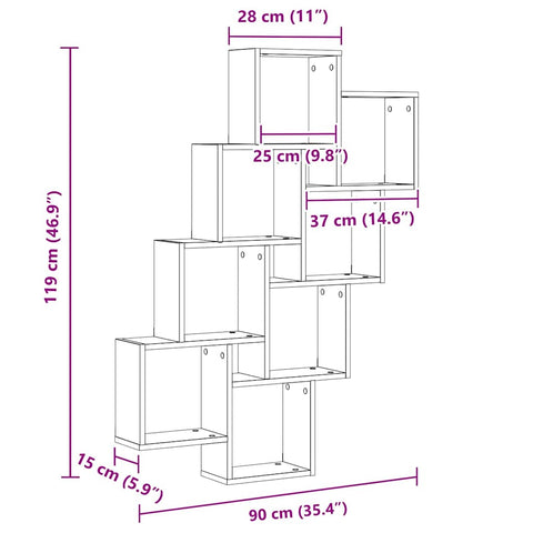 vidaXL Wall Shelf Black oak 90 x 15 x 119.5 cm Engineered Wood
