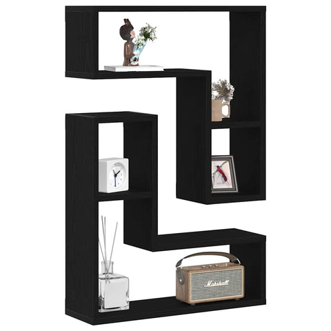 vidaXL Wall Shelves 2 pcs Black oak 50 x 15 x 85 cm Engineered Wood