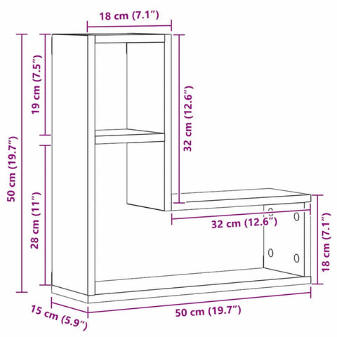 vidaXL Wall Shelves 2 pcs Black oak 50 x 15 x 85 cm Engineered Wood