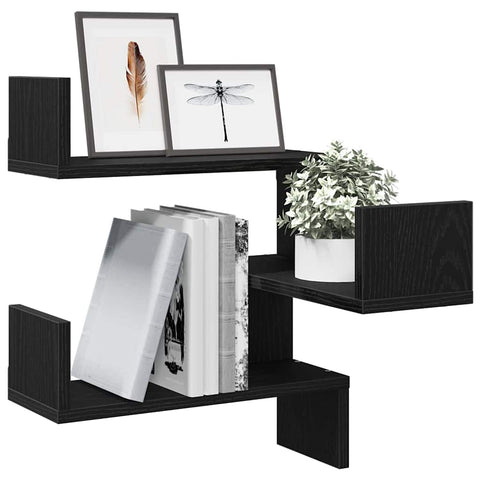 vidaXL Wall Corner Shelf Black oak 40 x 40 x 49.5 cm Engineered Wood