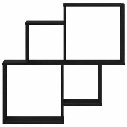 vidaXL Wall Cube Shelf Black oak 80 x 15 x 78.5 cm Engineered Wood