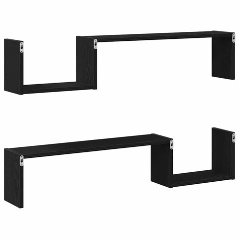 vidaXL Wall Shelf 2 pcs Black oak 100 x 15 x 20 cm Engineered Wood