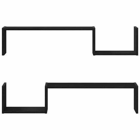 vidaXL Wall Shelf 2 pcs Black oak 100 x 15 x 20 cm Engineered Wood