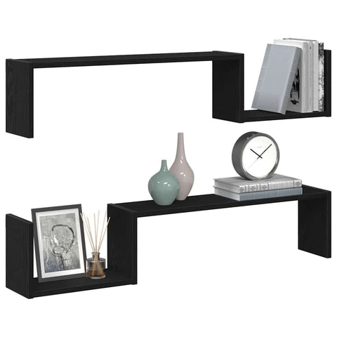 vidaXL Wall Shelf 2 pcs Black oak 100 x 15 x 20 cm Engineered Wood