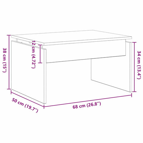 vidaXL Coffee Table Black Oak 68 x 38 x 50 cm Engineered wood