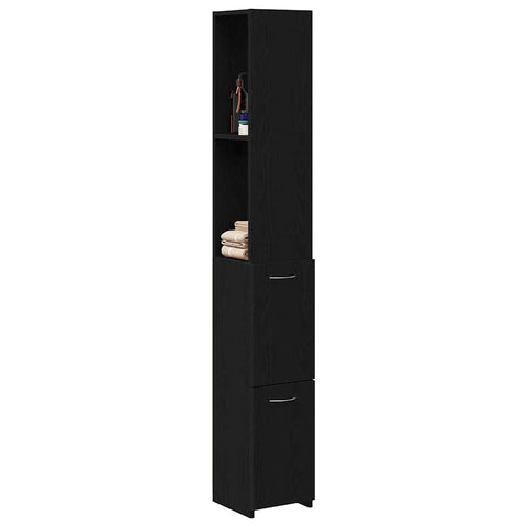 vidaXL Bathroom Cabinet Black Oak 25 x 25 x 170 cm Engineered wood