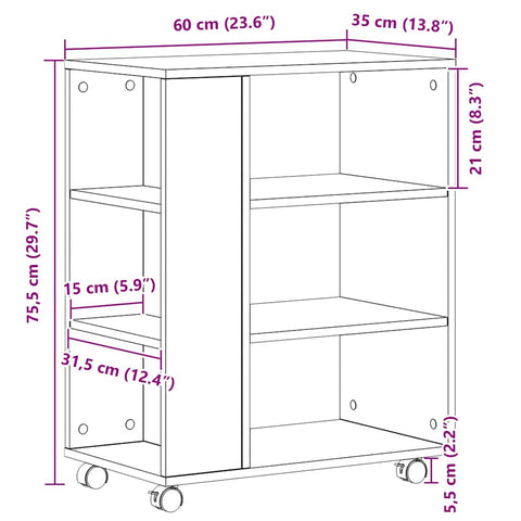 vidaXL Storage Cabinet Black oak 60 x 35 x 75 cm Engineered Wood