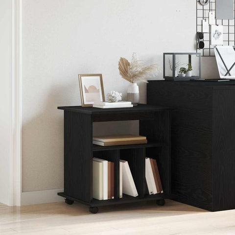vidaXL Rolling Cabinet Black oak 60 x 45 x 55 cm Engineered Wood