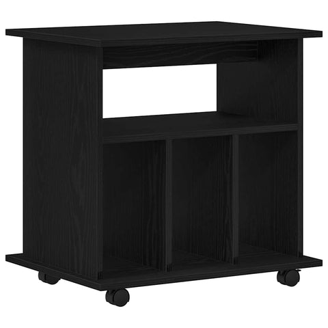 vidaXL Rolling Cabinet Black oak 60 x 45 x 55 cm Engineered Wood