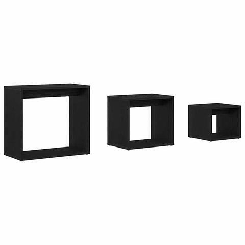 vidaXL Nesting Table 3 pcs Black Oak 55 x 30 x 50 cm Engineered wood