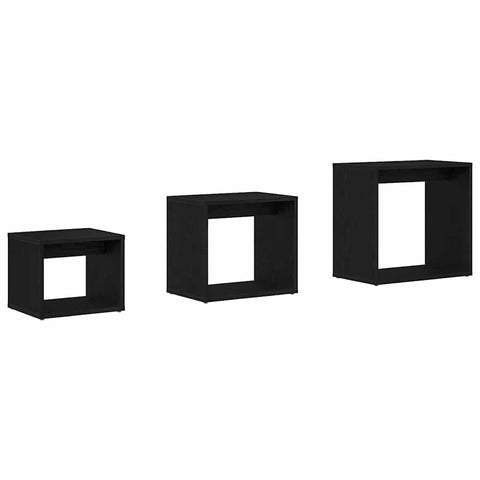 vidaXL Nesting Table 3 pcs Black Oak 55 x 30 x 50 cm Engineered wood