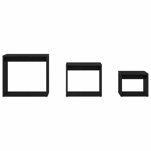 vidaXL Nesting Table 3 pcs Black Oak 55 x 30 x 50 cm Engineered wood