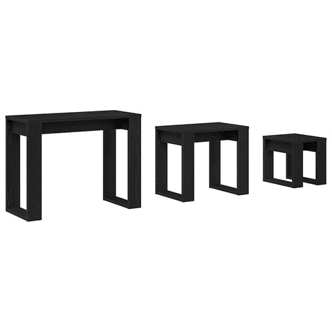 vidaXL Nesting Table 3 pcs Black oak 61 x 28 x 47 cm Engineered wood