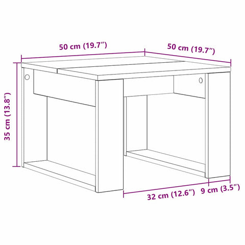 vidaXL Coffee Table Black oak 50 x 50 x 35 cm Engineered wood