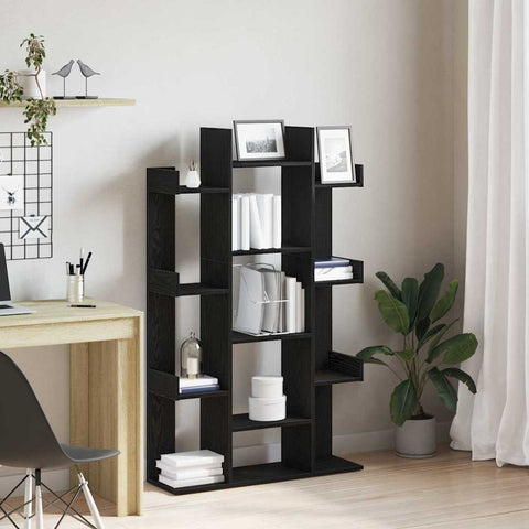vidaXL Bookcase Black oak 86 x 25.5 x 140 cm Engineered Wood