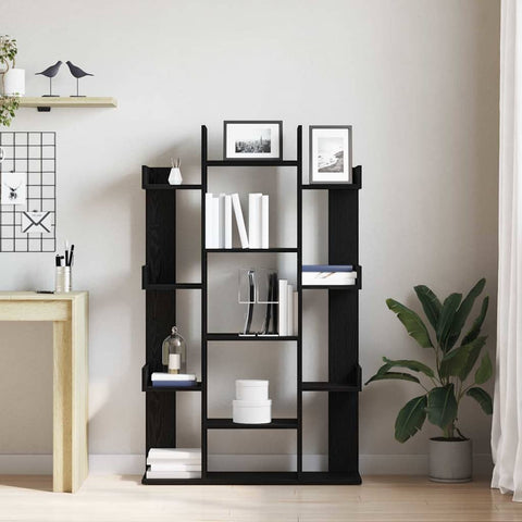 vidaXL Bookcase Black oak 86 x 25.5 x 140 cm Engineered Wood