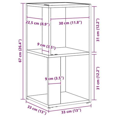 vidaXL Corner Shelves Black Oak 33 x 33 x 67 cm Engineered Wood