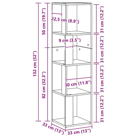 vidaXL Corner Shelves Black Oak 33 x 33 x 132 cm Engineered Wood