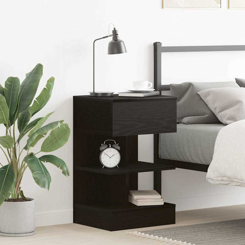 vidaXL Bedside Cabinet Black oak 40 x 35 x 65 cm Engineered wood