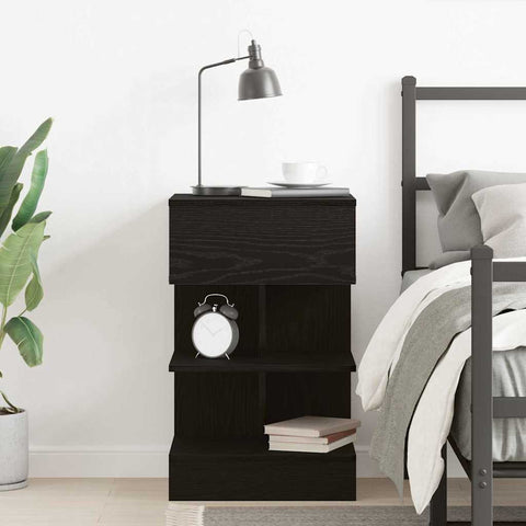 vidaXL Bedside Cabinet Black oak 40 x 35 x 65 cm Engineered wood