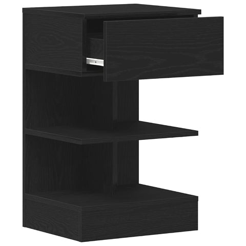 vidaXL Bedside Cabinet Black oak 40 x 35 x 65 cm Engineered wood