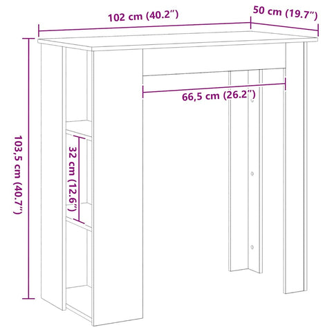 vidaXL Bar Table Black Oak 102 x 50 x 103.5 cm Engineered Wood