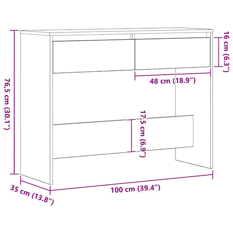 vidaXL Console Table Black oak 100 x 35 x 76.5 cm Engineered wood