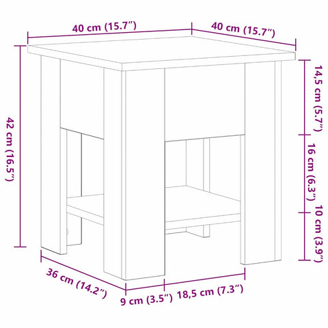 vidaXL Coffee Table Black Oak 40 x 40 x 42 cm Engineered Wood