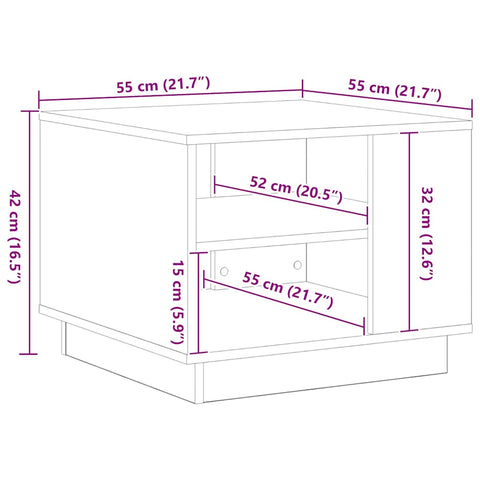 vidaXL Coffee Table Black Oak 55 x 55 x 42 cm Engineered Wood
