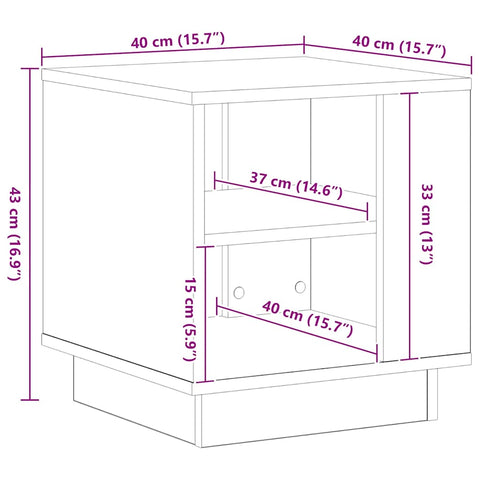 vidaXL Coffee Table Black Oak 40 x 40 x 43 cm Engineered Wood
