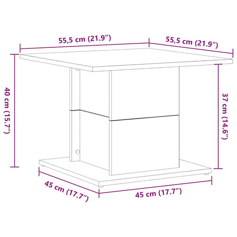 vidaXL Coffee Table Black Oak 55.5 x 55.5 x 40 cm Engineered Wood